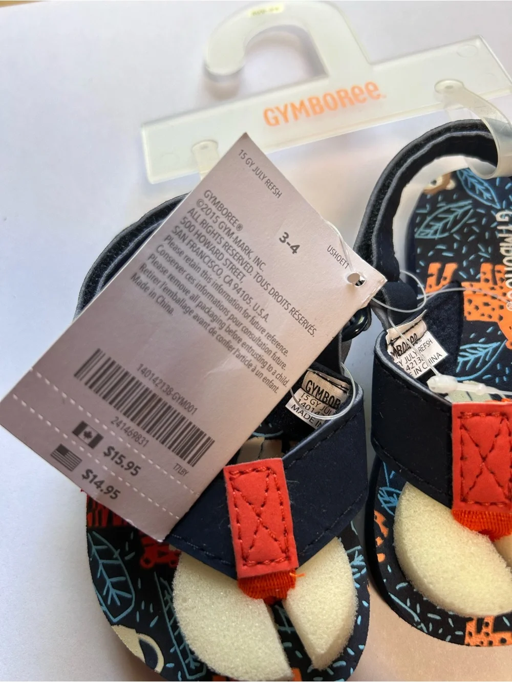 Gymboree Toddler Flip-Flops Sandals Navy Jaguar/Leopard Tropical Sz 3/4